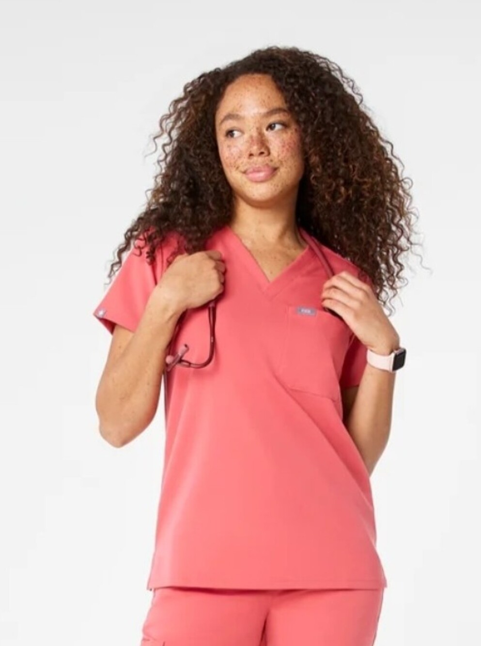 FIGS NWT Casma Three-Pocket Scrub Top & Livingston Basic Scrub Pants Set Pink
